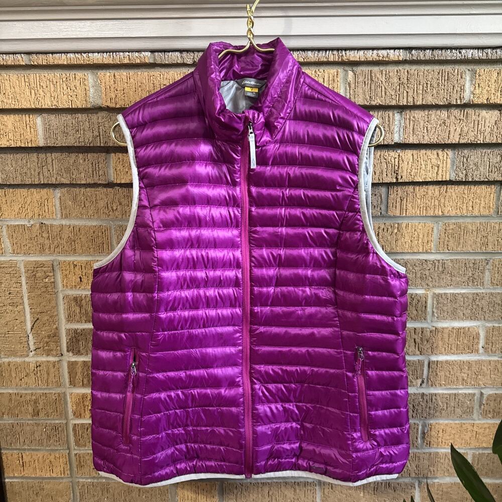Eddie Bauer Travex EB 700 Vest Womens XL Purple Down Quilted Zip Puffer Warm